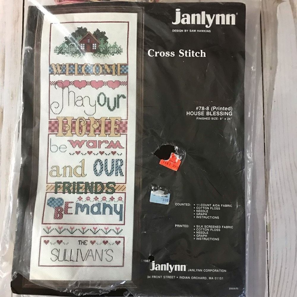 Janlynn Counted Cross Stitch kit partially 78-7 Hous Blessing 1987 Vintage